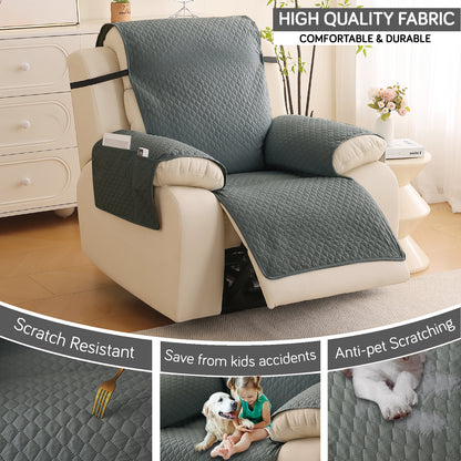 Quilted Recliner Mats for 1 Seater Recliner Sofa, Grey