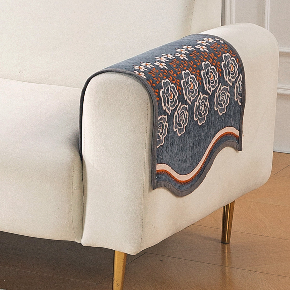 Serene Curves Sofa Cover Mat, Blossom Flower