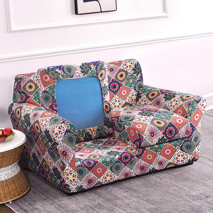 Printed Stretchable Sofa Slipcover with 1/2/3 Pc Separate Seat Cushion Cover for each 1/2/3 Seater, Spectrum Mosaic Magic