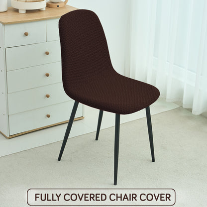 HOKIPO Premium Jacquard Fully Covered Cover for Mid Century Modern Dining Chair, Chocolate Brown