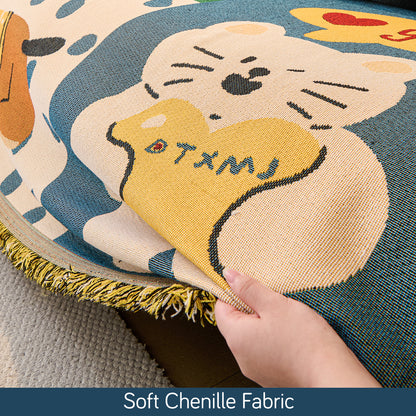 All-Season Chenille Sofa Throw, Cuddle Friends Series