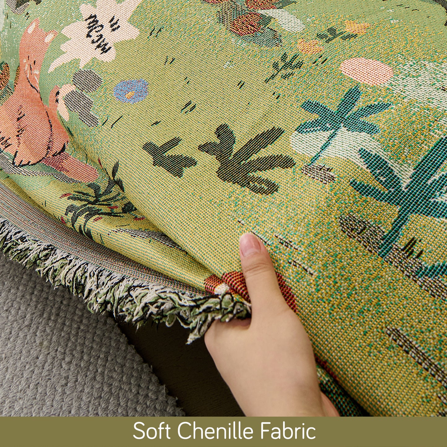 All-Season Chenille Sofa Throw, Forest Story Series