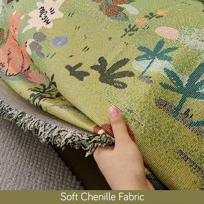 All-Season Chenille Sofa Throw, Forest Story Series