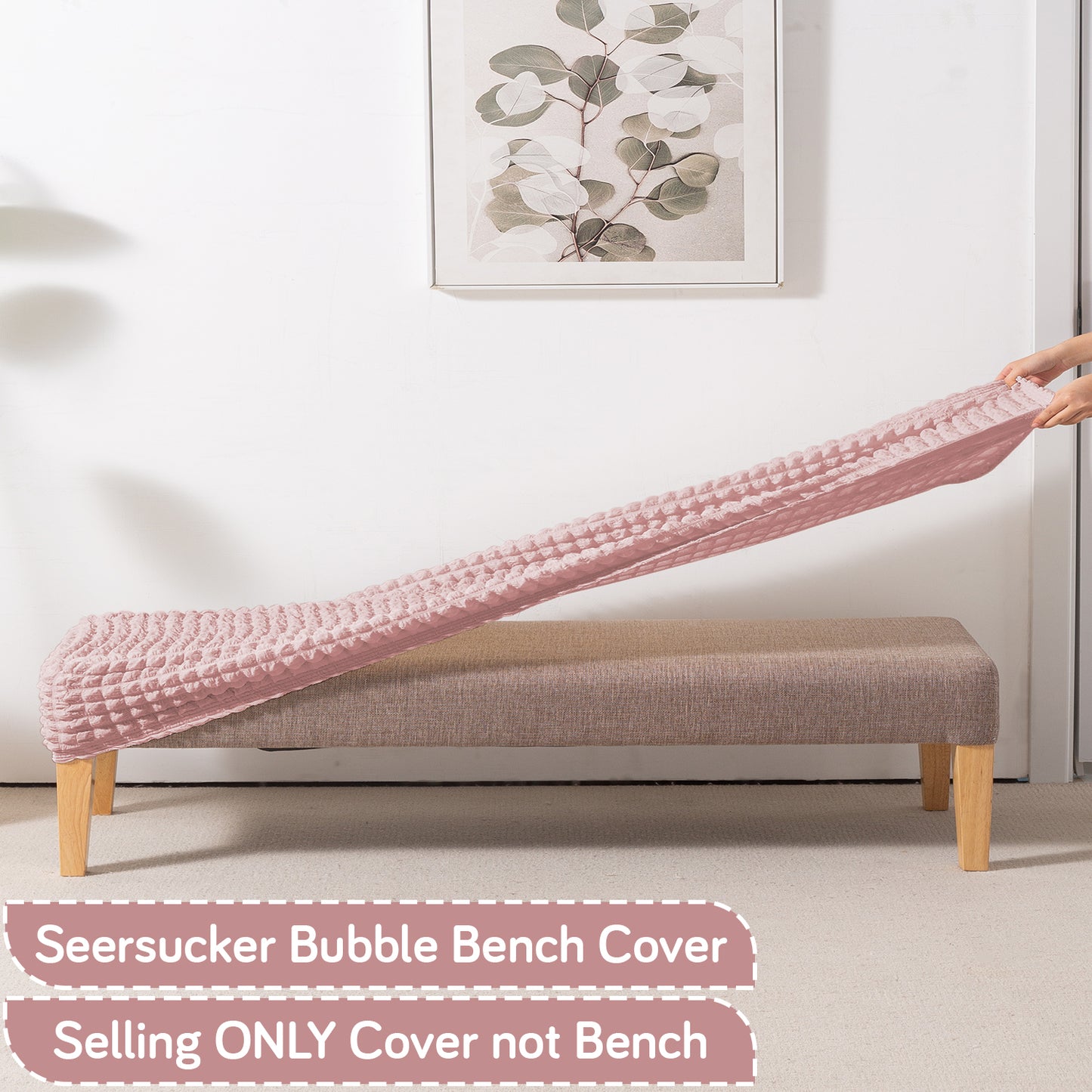 Aria Nova 280 GSM Stretchable Bubble Dining Bench Cover, Tea Rose Pink