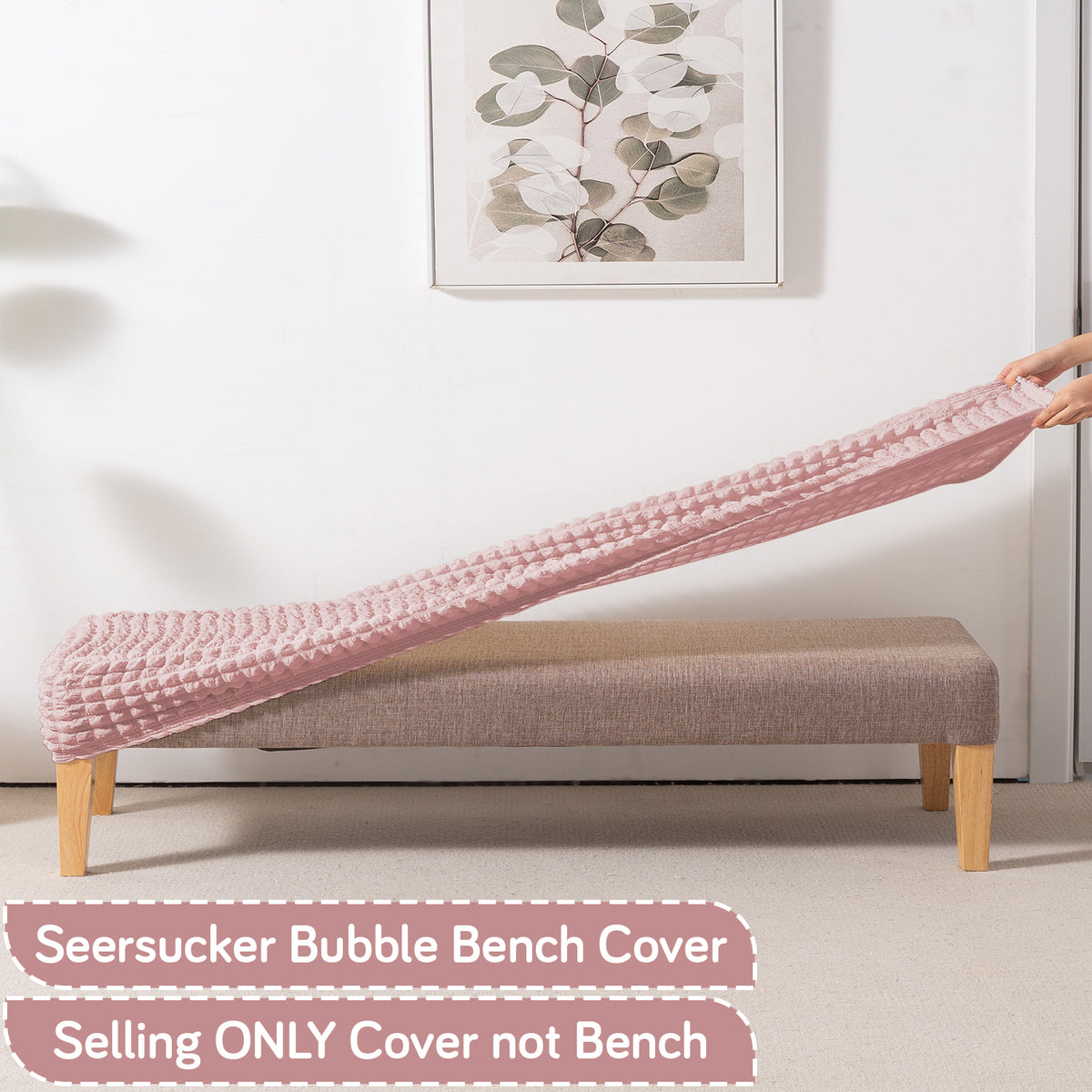 Aria Nova 280 GSM Stretchable Bubble Dining Bench Cover, Tea Rose Pink