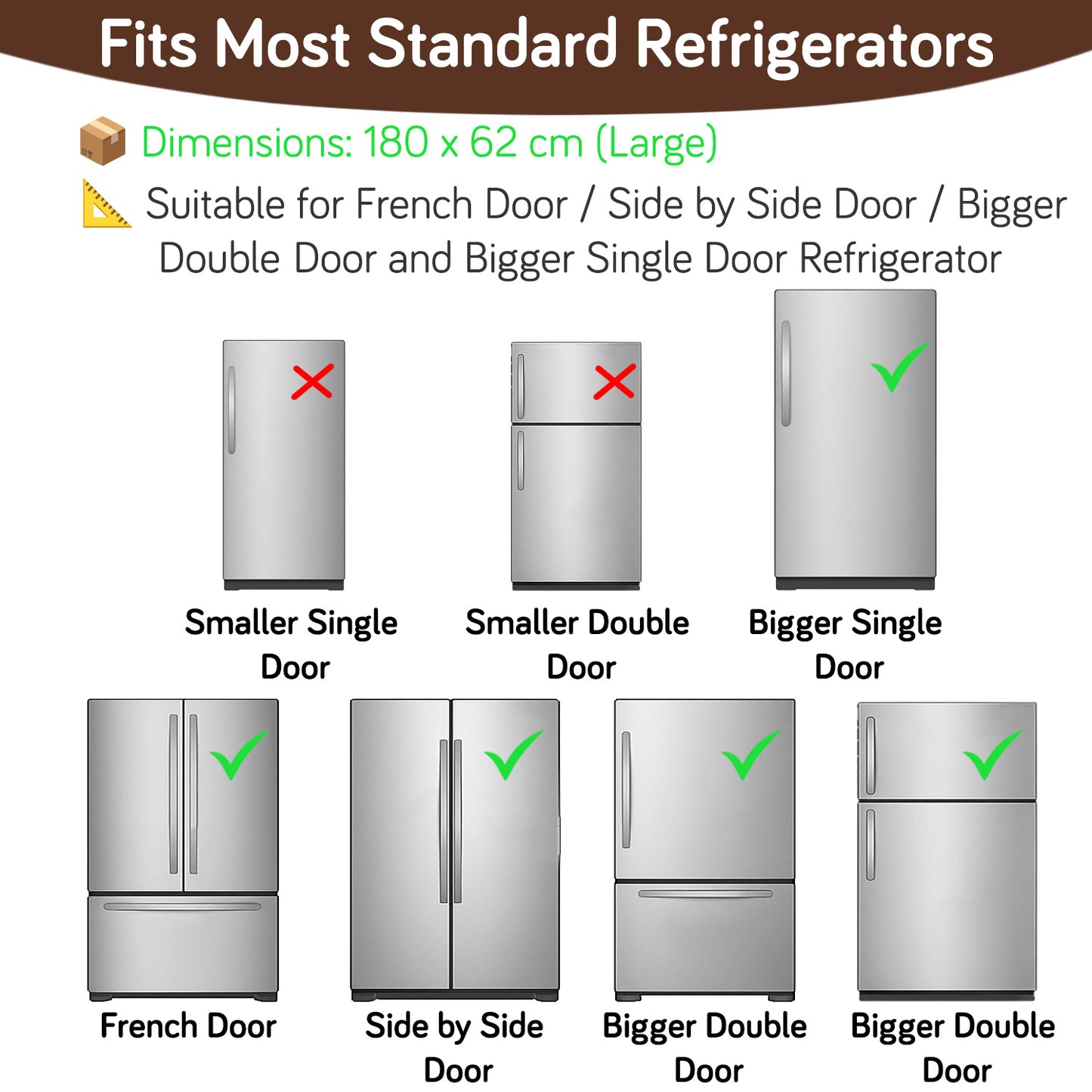 Small / Large Fridge Cover Top | For Smaller Single Door, Double Door and Bigger Double Door Refrigerator - Waterproof, Printed with 6 Side Pockets, Nature Trees