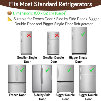 Small / Large Fridge Cover Top | For Smaller Single Door, Double Door and Bigger Double Door Refrigerator - Waterproof, Printed with 6 Side Pockets, Nature Trees