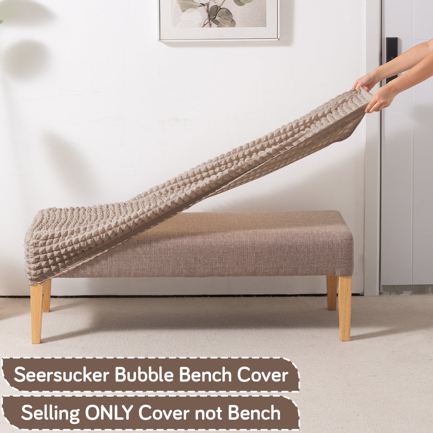 Aria Nova 280 GSM Stretchable Bubble Dining Bench Cover, Mocha Brown
