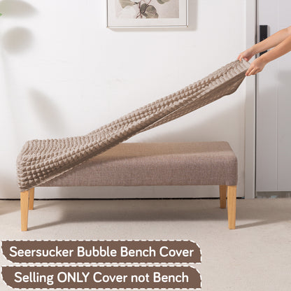 Aria Nova 280 GSM Stretchable Bubble Dining Bench Cover, Mocha Brown