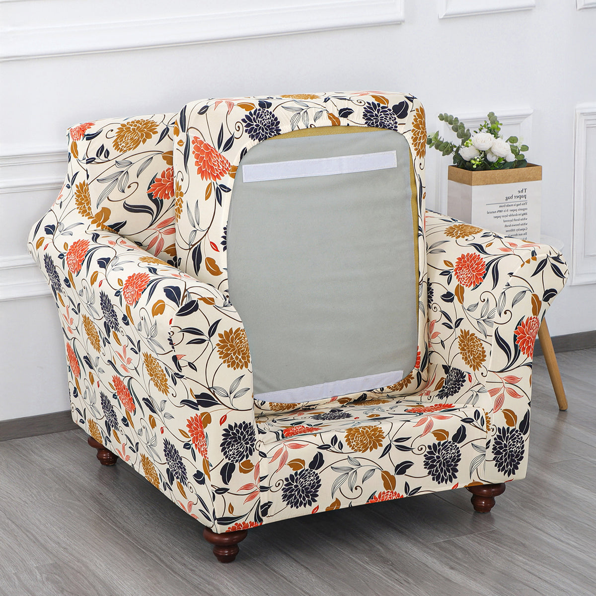 Printed Stretchable Sofa Slipcover with 1/2/3 Pc Separate Seat Cushion Cover for each 1/2/3 Seater, Sunset Botanical Bloom