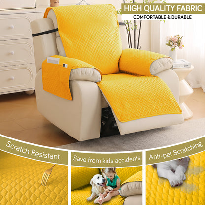 Quilted Recliner Mats for 1 Seater Recliner Sofa, Yellow
