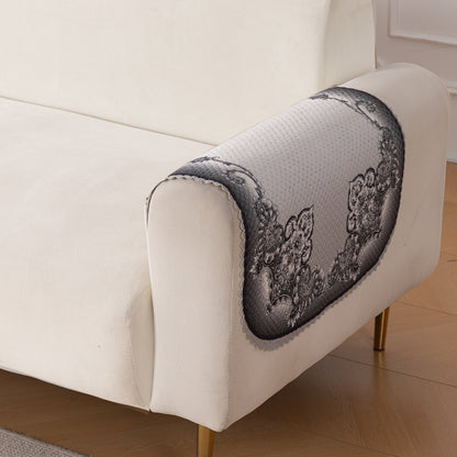 HeavenHue Fleece Soft Touch Quilted Sofa Cover Set Washable Sofa Panel for Seat & Back - Twilight Lace