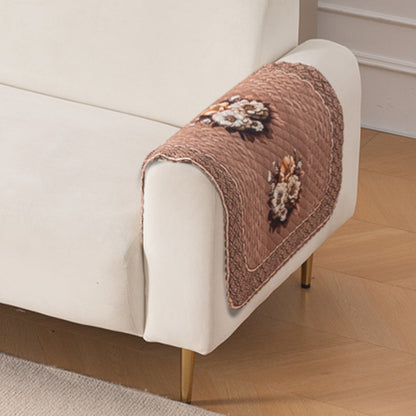 LoomVerse Quilted Sofa Cover Set Washable Sofa Panel for Seat & Back - Vintage Rosette