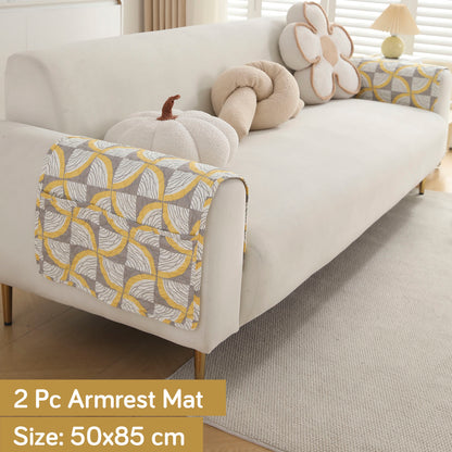 Polyester Printed Quilted Sofa Cover Mats, Windmill Cyber Yellow