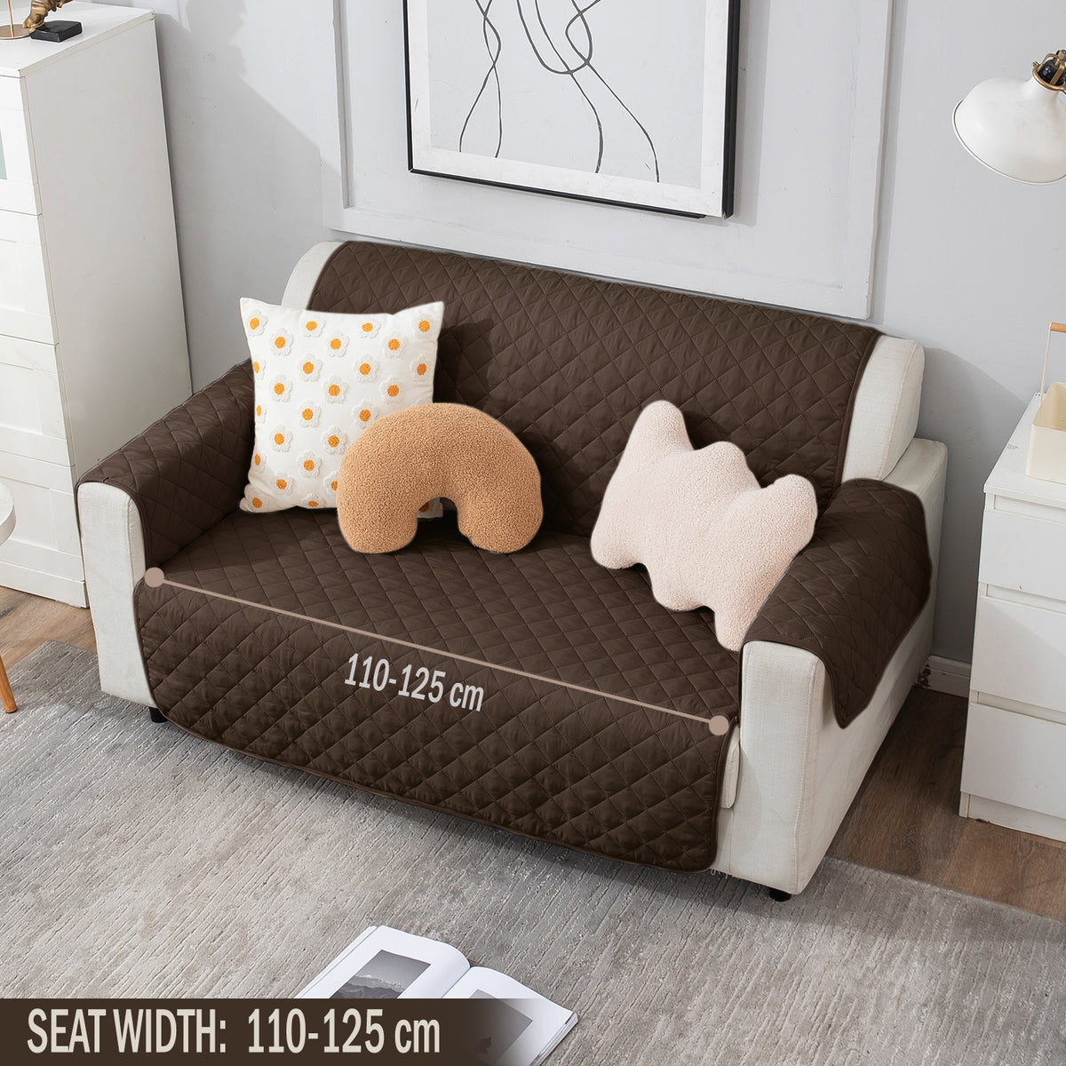 Chocolate Brown quilted 2 seater sofa cover​ 