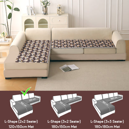 Florentina Series Quilted Holland Velvet L Shape Sofa Seat Mat - Camellia Brown