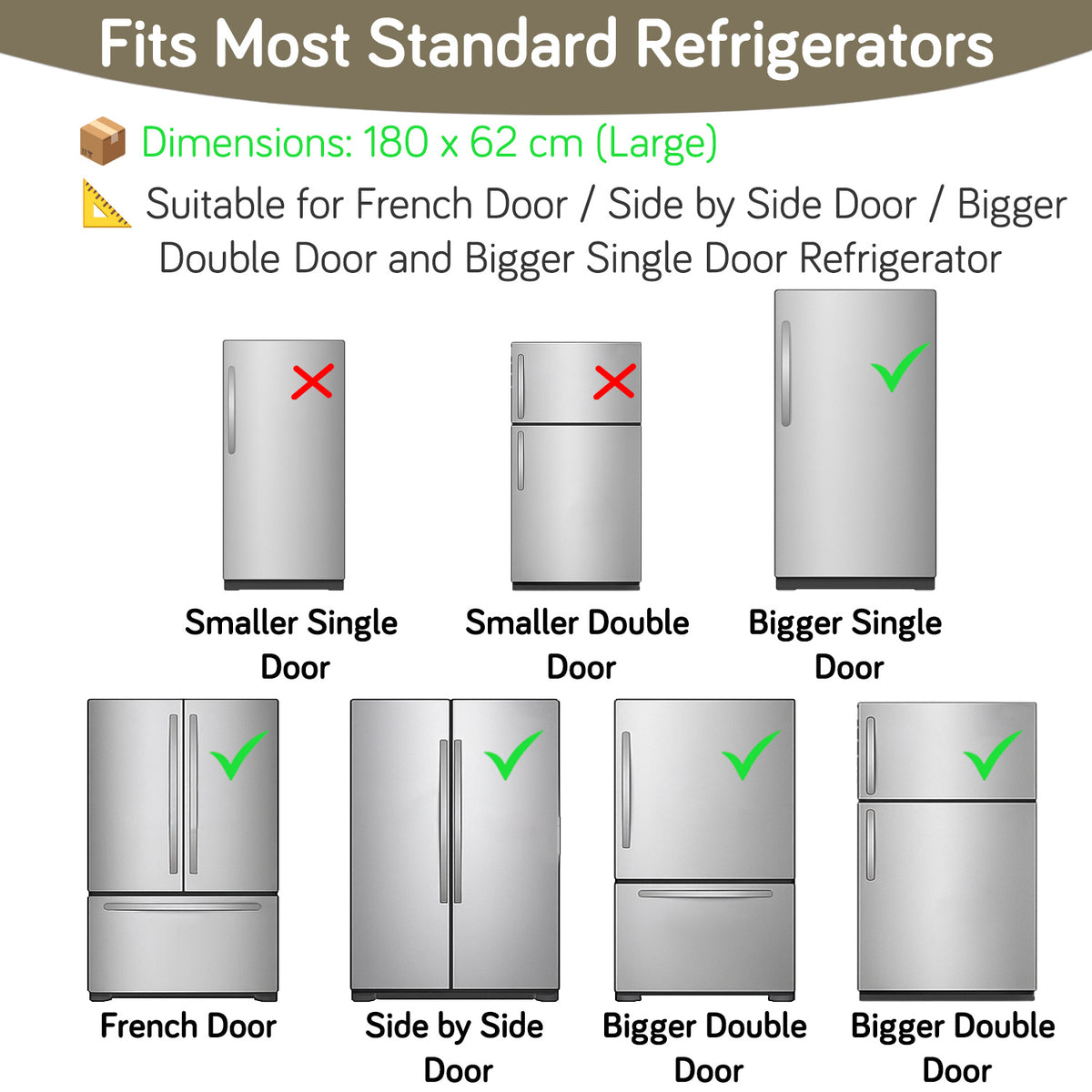 Small / Large Fridge Cover Top | For Smaller Single Door, Double Door and Bigger Double Door Refrigerator - Waterproof, Printed with 6 Side Pockets, Woodland Village