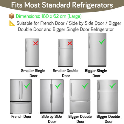 Small / Large Fridge Cover Top | For Smaller Single Door, Double Door and Bigger Double Door Refrigerator - Waterproof, Printed with 6 Side Pockets, Woodland Village