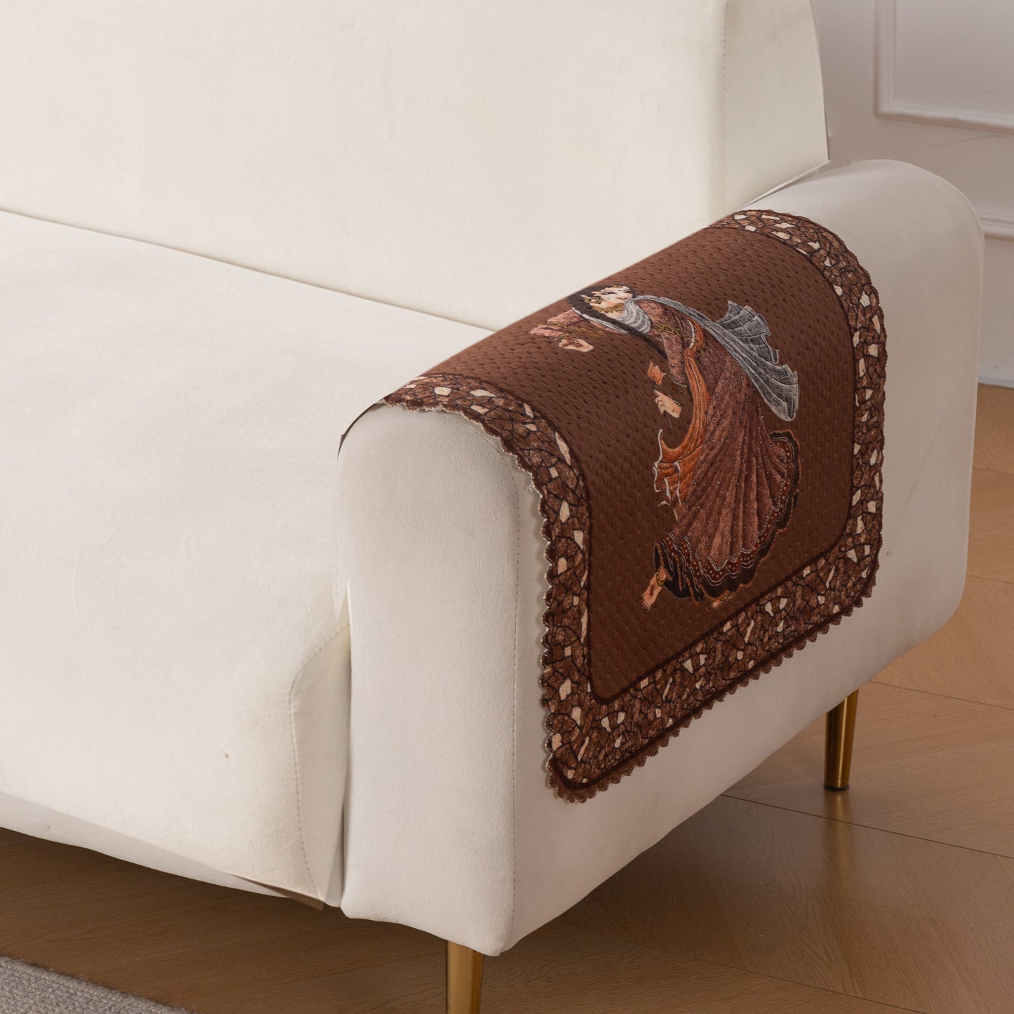 HeavenHue Fleece Soft Touch Quilted Sofa Cover Set Washable Sofa Panel for Seat & Back - Nritya Echo