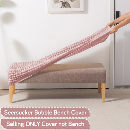 Aria Nova 280 GSM Stretchable Bubble Dining Bench Cover, Tea Rose Pink