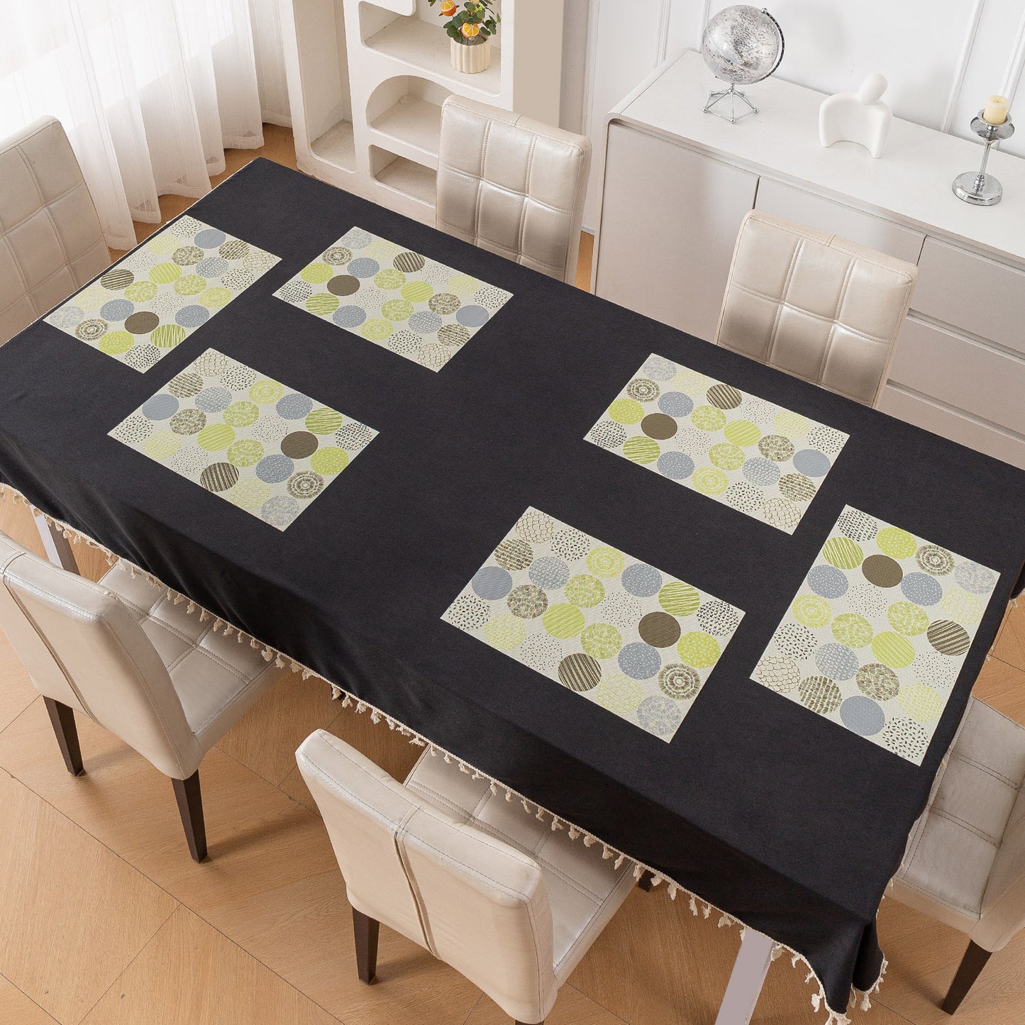 Color Splash PVC Mats for Dining Table, Bubble - Lemon Yellow
