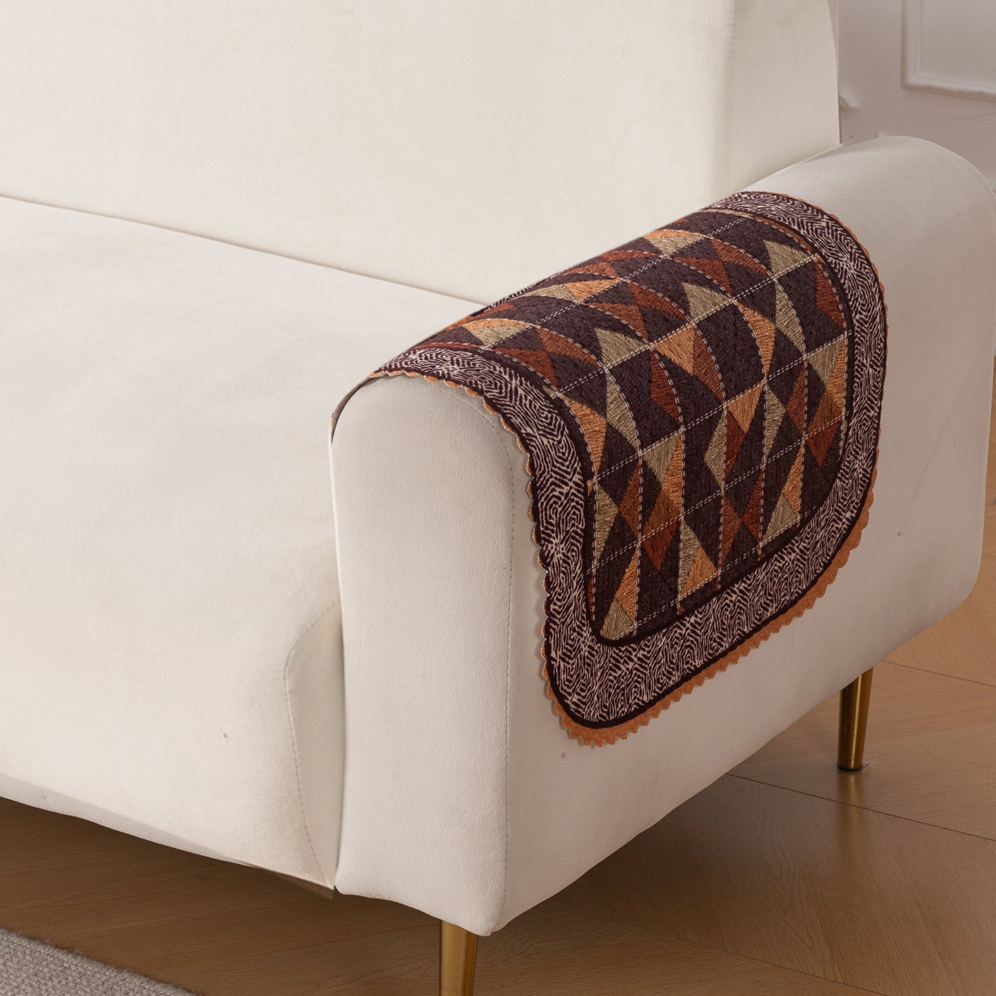 HeavenHue Fleece Soft Touch Quilted Sofa Cover Set Washable Sofa Panel for Seat & Back - Rustic Mosaic