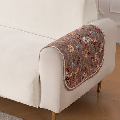 HeavenHue Fleece Soft Touch Quilted Sofa Cover Set Washable Sofa Panel for Seat & Bk - Vintage Bloom
