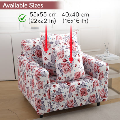 Buy Red Cottage Rose Printed Zippered Velvet Pillow Covers | 16x16 & 22x22 Inch Size