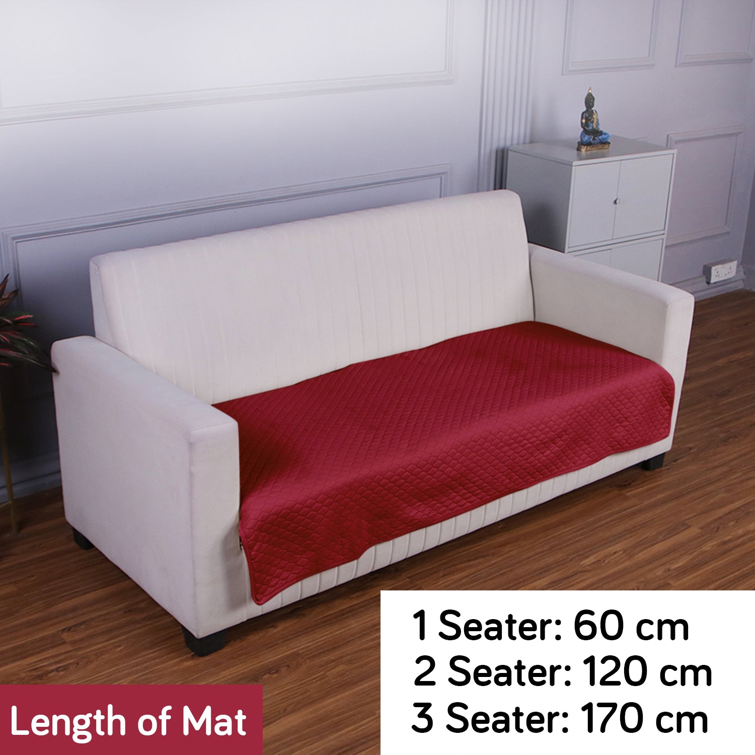 Quilted Sofa Cover Mat for 1/2/3 Seater Sofa, Maroon