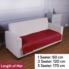 Quilted Sofa Cover Mat for 1/2/3 Seater Sofa, Maroon