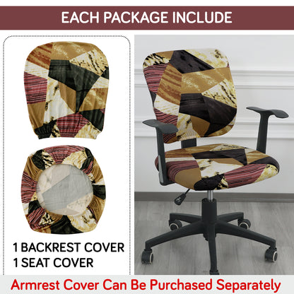 Printed Office Chair Cover for Task Chair – 140 GSM Stretchable Fabric – Washable & Anti-Slip – Fits Small Office Chairs Without Headrest, Wine Abstract Geometry
