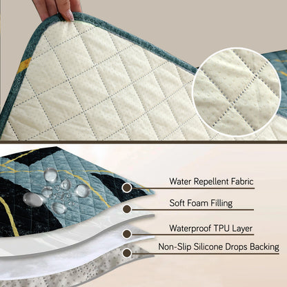 HOKIPO Water Repellent + Waterproof Quilted Sofa Mats, Multicolor Abstract Geometry