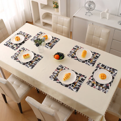 Color Splash PVC Mats for Dining Table, Triangular Mosaic - Burgundy Red