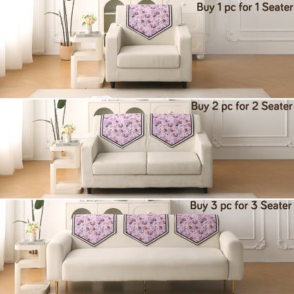 Florentina Series Printed Holland Velvet Sofa Mat - Peony Lavender