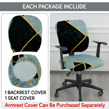 Printed Office Chair Cover for Task Chair – 140 GSM Stretchable Fabric – Washable & Anti-Slip – Fits Small Office Chairs Without Headrest, Multicolor Abstract Geometry