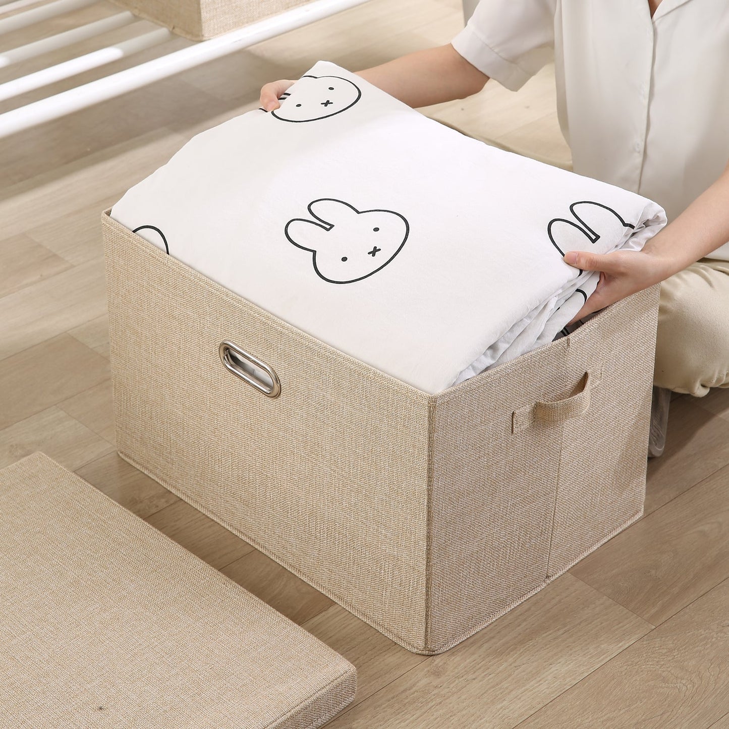 Multipurpose Foldable Storage Box with Lid, Medium / Large / Extra Large, Beige