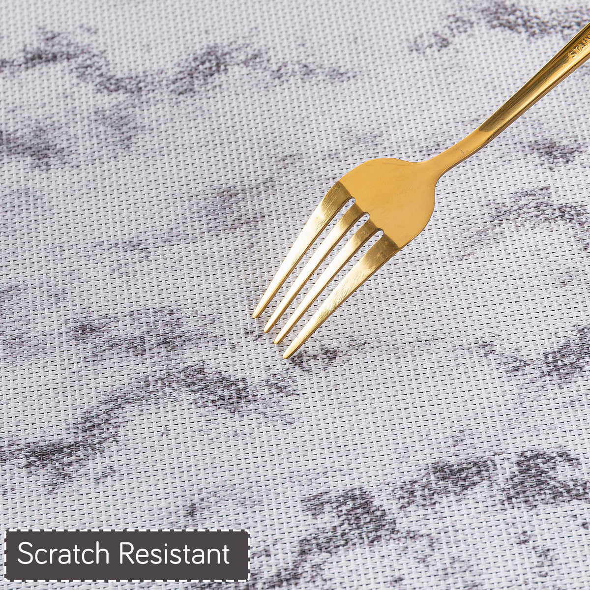 Marble Fusion PVC Mats for Dining Table, Misty Clouds - Spanish Grey