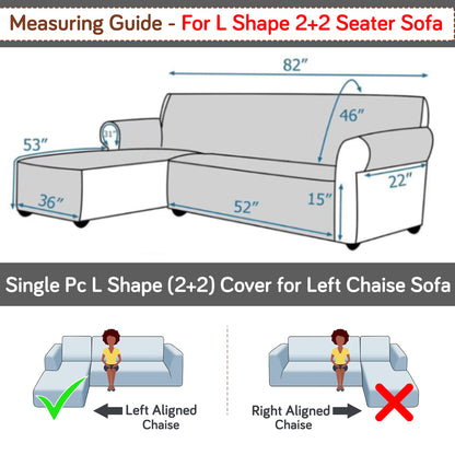 Elira Series Quilted One-Piece L Shape Sofa Cover Mat with Left and Right Chaise, Intense Grey Abstract Floral