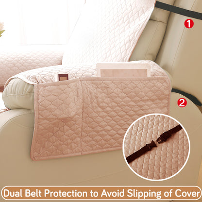 Quilted Recliner Mats for 1 Seater Recliner Sofa, Beige