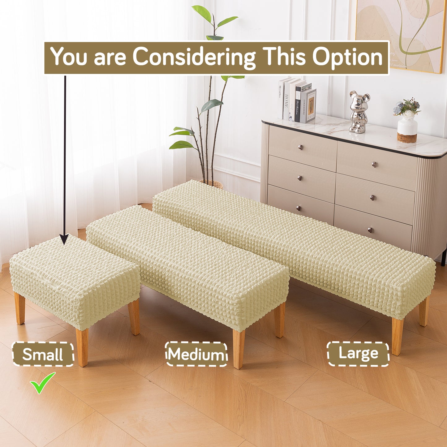 Aria Nova 280 GSM Bubble Stretchable Foot Rest Stool Cover, Beige