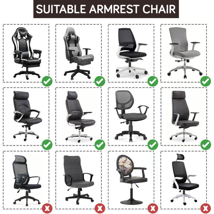 170gsm Jacquard Armrest Covers for Office Chair (Elastic Style), 1 Pair, Brown