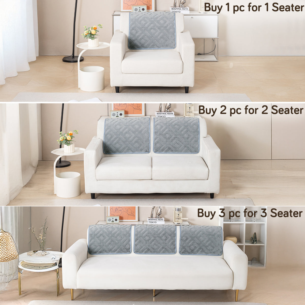 Velvet Maze Sofa Cover Mat, Dark Grey