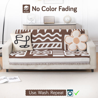 Urban Tribe Premium Chenille Fabric Sofa Cover, Chocolate Brown