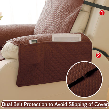 Quilted Recliner Mats for 1 Seater Recliner Sofa, Dark Coffee
