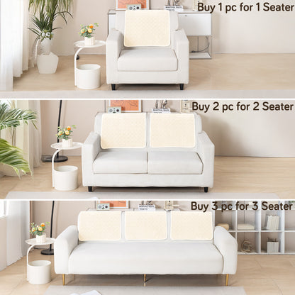 Diamond Plush Pebble Quilted Sofa Cover Mat, Cream