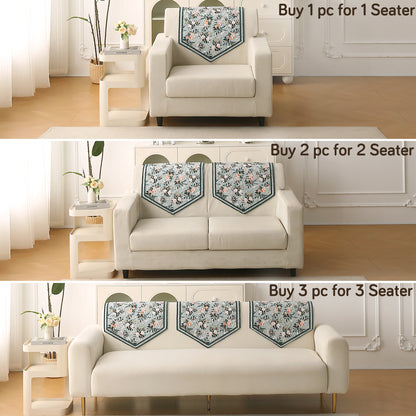 Florentina Series Printed Holland Velvet Sofa Mat - Magnolia Green