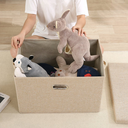 Multipurpose Foldable Storage Box with Lid, Medium / Large / Extra Large, Beige