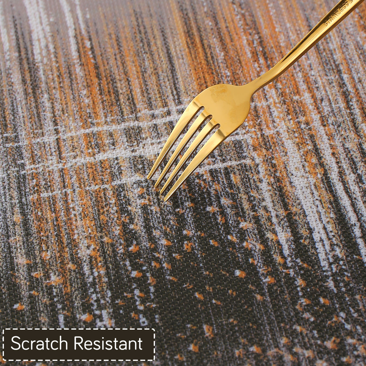 Marble Fusion PVC Mats for Dining Table, Mineral Rain - Embered Copper