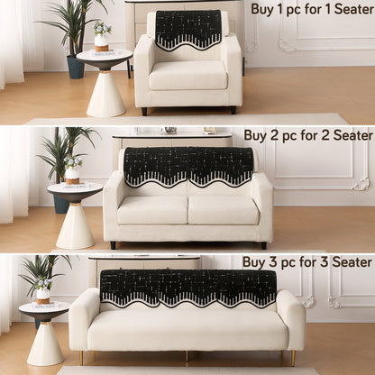 Premium Supple Soft Wavy with Curve Sofa Cover Mat, Black