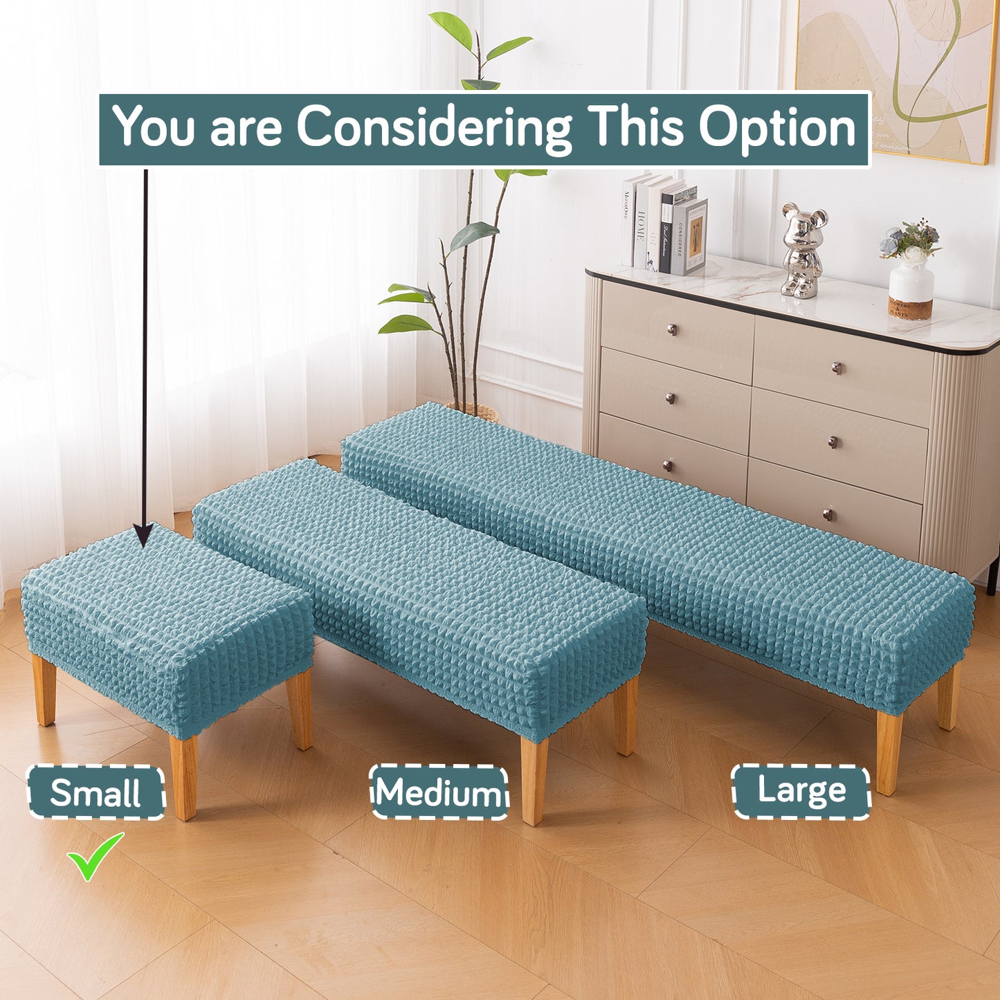 Aria Nova 280 GSM Bubble Stretchable Foot Rest Stool Cover, Tropical Teal